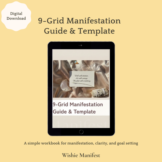 九宮格顯化指南與模板 9-Grid Manifestation Workbook | 顯化初學者 (Digital PDF)