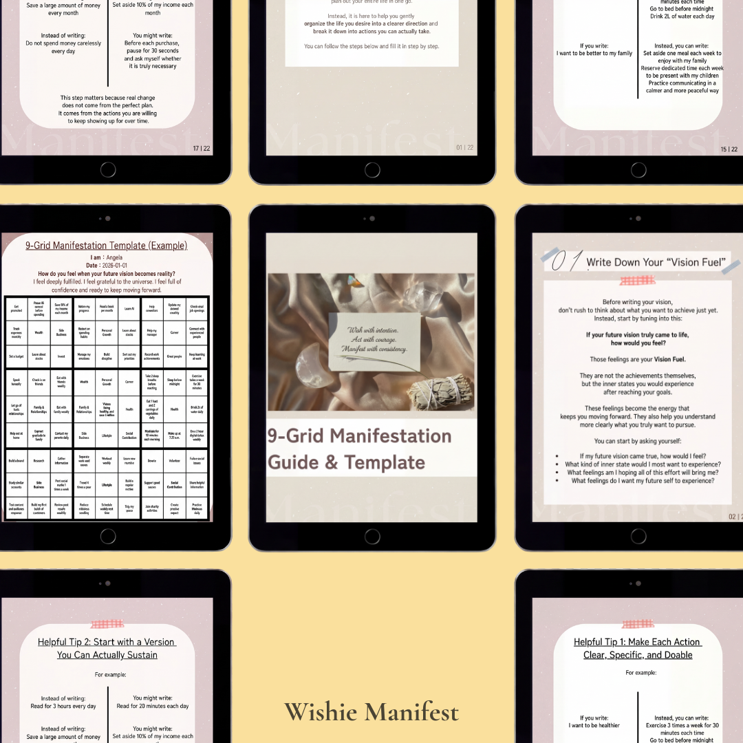 九宮格顯化指南與模板 9-Grid Manifestation Workbook | 顯化初學者 (Digital PDF)