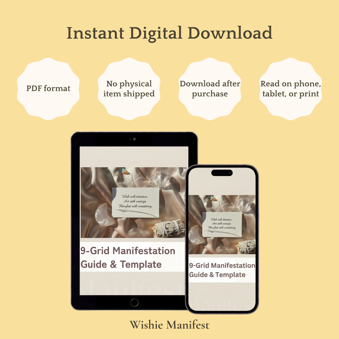 九宮格顯化指南與模板 9-Grid Manifestation Workbook | 顯化初學者 (Digital PDF)