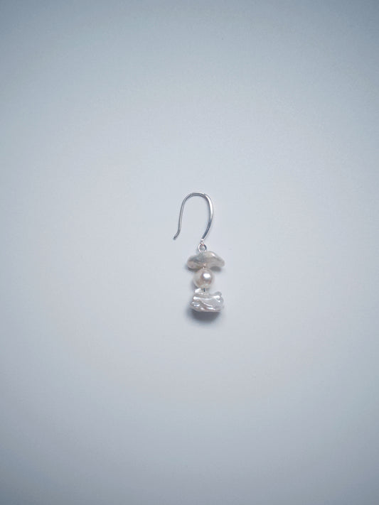 Pearlson 迷你雪人・天然淡水珍珠垂墜耳環（單邊小款）