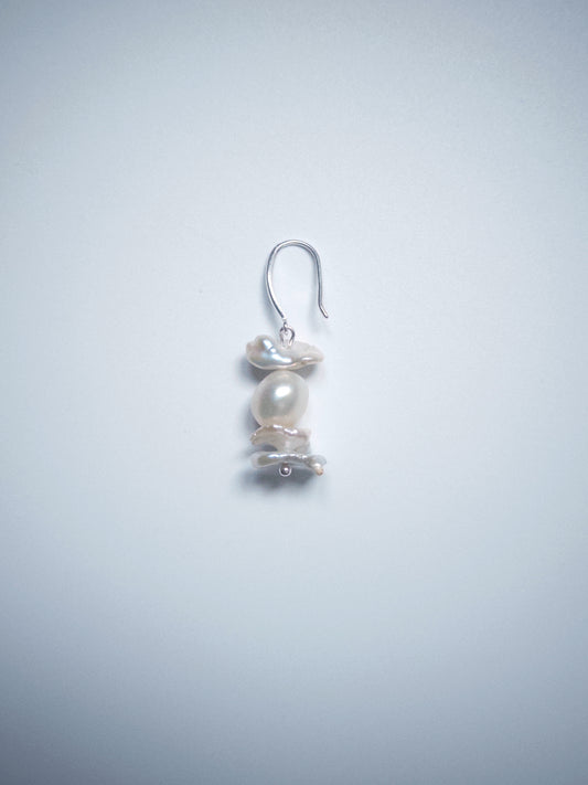 Pearlson 迷你雪人・天然淡水珍珠垂墜耳環（單邊大款）